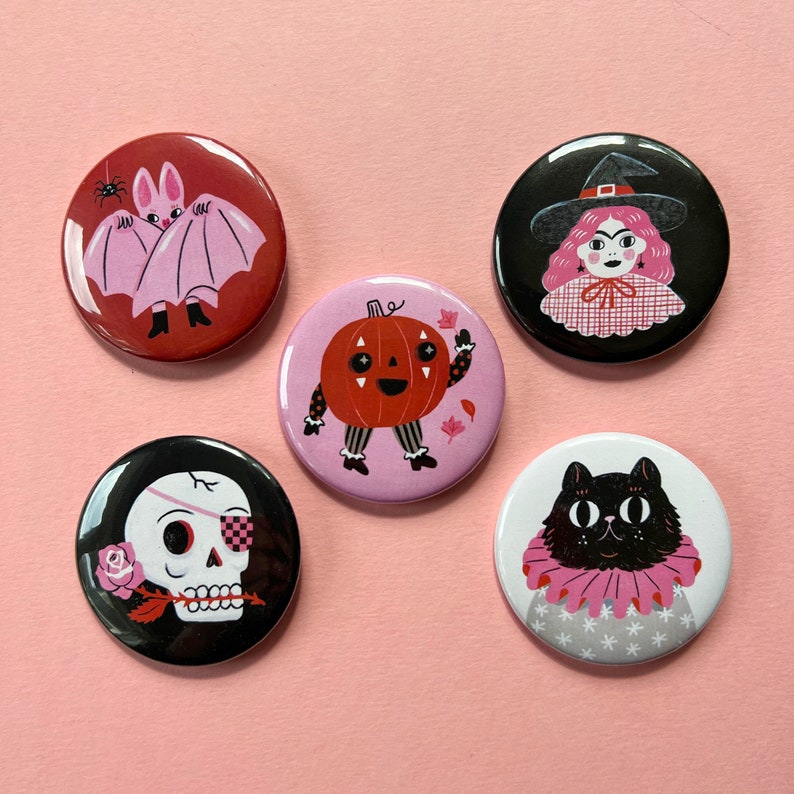 Pin badge Creepy Cuties Sugar Rose Skull 2 1/4 Inch image 4