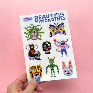 Wunderschöner Monster Stickerbogen