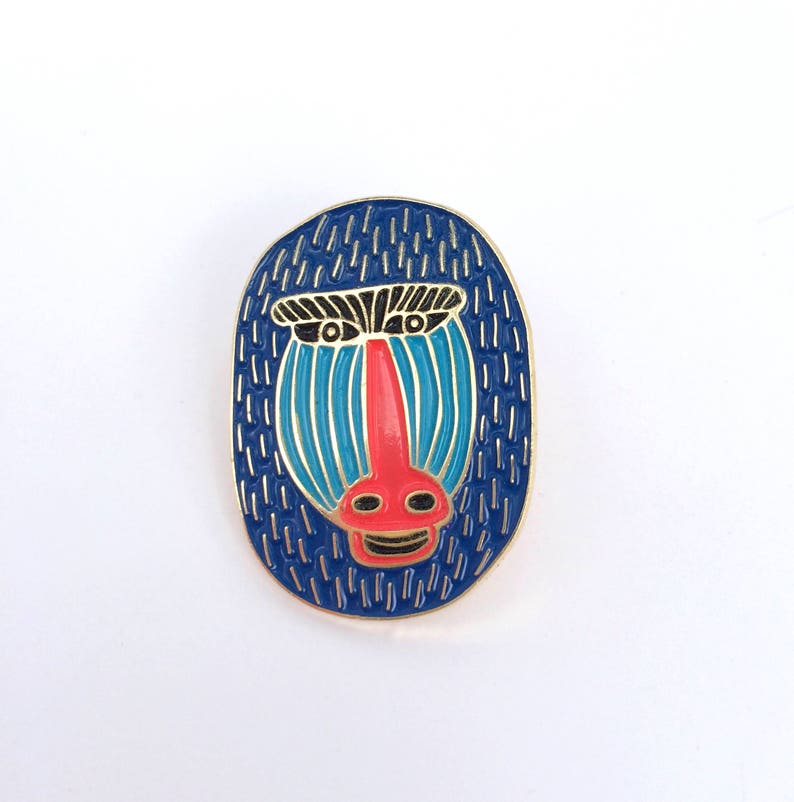 Enamel Pin Blue Azul Baboon image 3