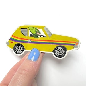 Sticker Gremlin chevauchant une voiture Gremlin Rainbow Pride Sticker