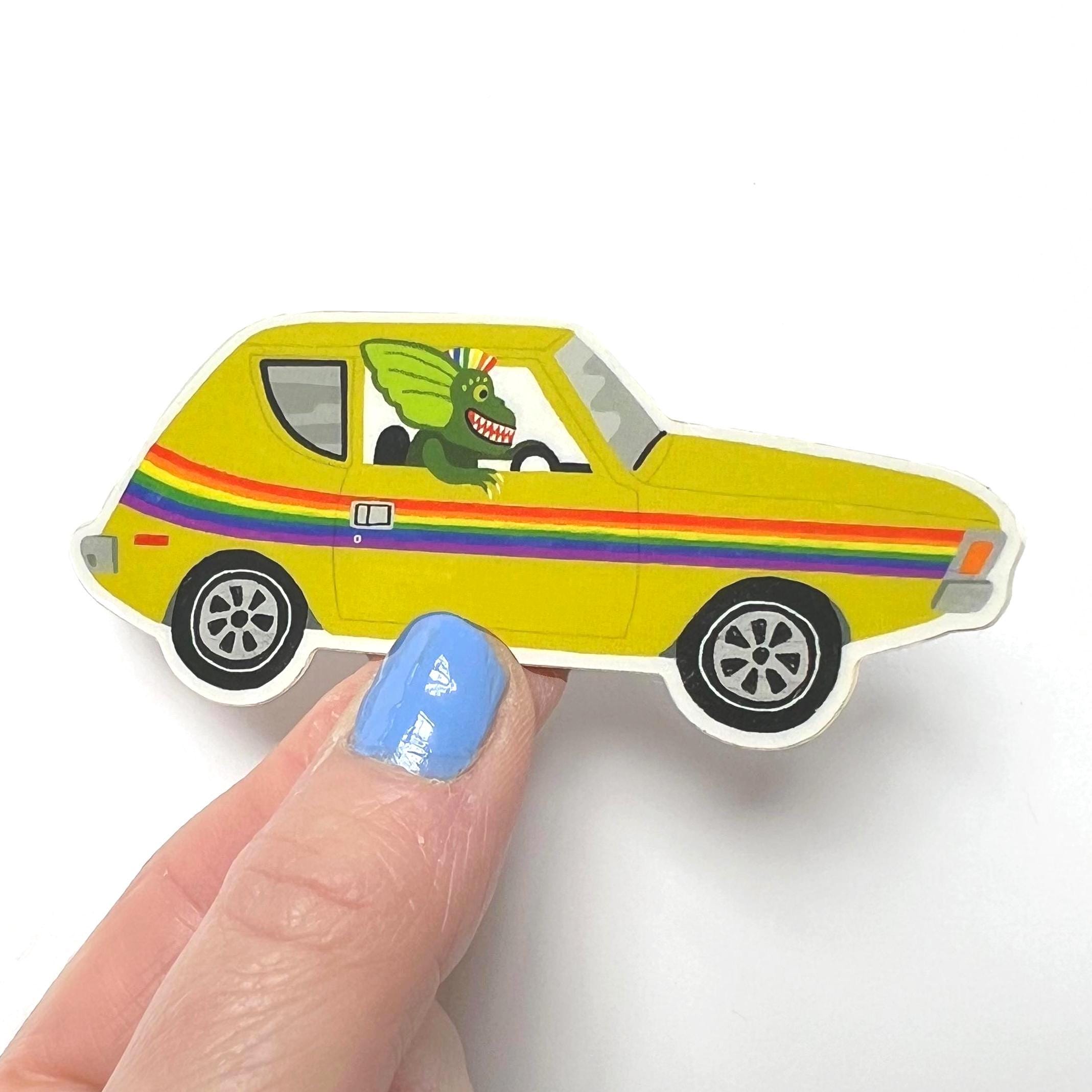 Gremlin Riding A Gremlin Car Rainbow Pride Sticker