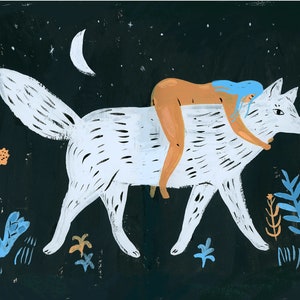 Kunstdruck, Wandbild, Wildtiere Illustration, Dire Wolf von Sarah Walsh