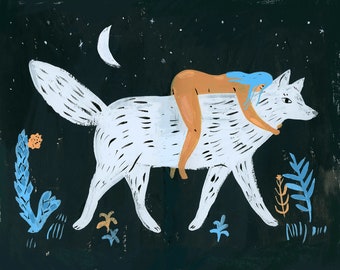 Art Print, Wall art,  Wild life illustration, Dire Wolf by Sarah Walsh