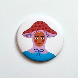 Pocket Mirror Moody Mushroom Girl 2 1/4 Inch image 4