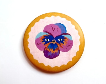 Pocket Mirror Pansy Flower Face (2 1/4 Inch)