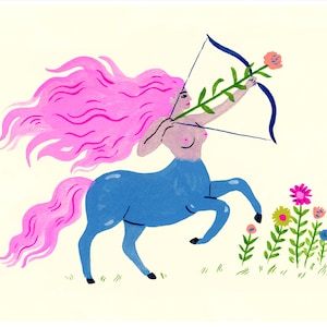 Art Print, Wall art,  Centaur Babe with Flower Arrow by Sarah Walsh