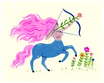 Art Print, Wall art,  Centaur Babe with Flower Arrow by Sarah Walsh