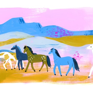 Art Print, Wall art,  Horse art, Desert Ponies by Sarah Walsh