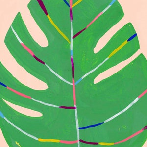 Art Print, Wall art, Color Is Life/Monstera PINK leaf by Sarah Walsh image 3