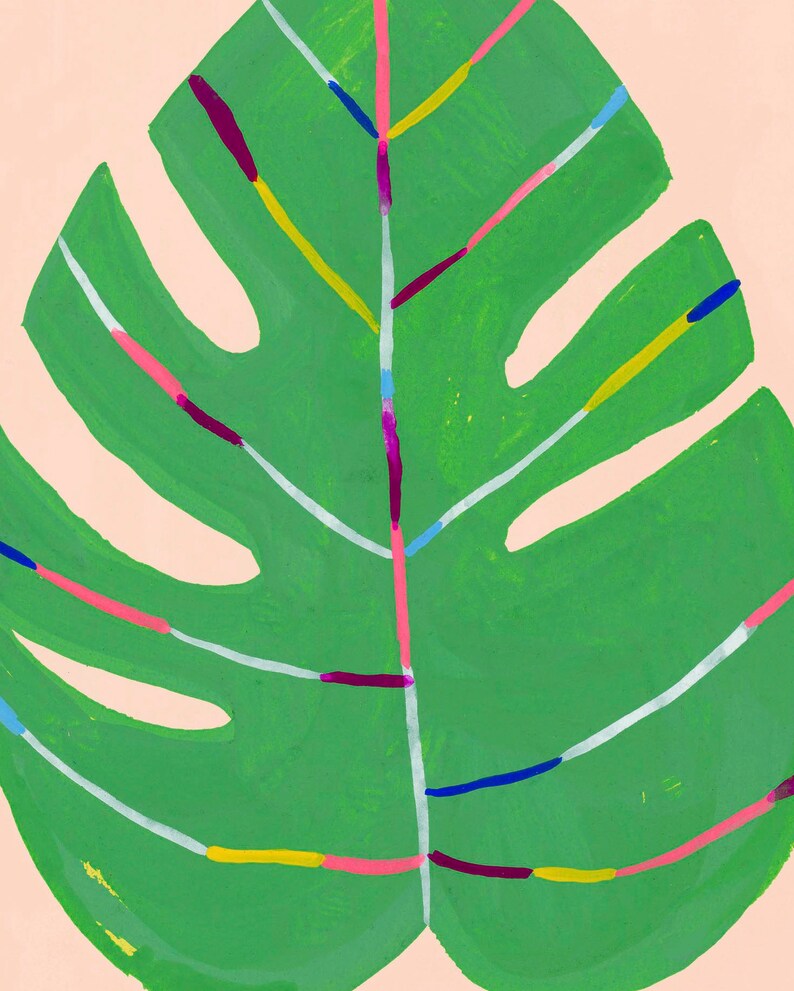 Art Print, Wall art, Color Is Life/Monstera PINK leaf by Sarah Walsh image 3