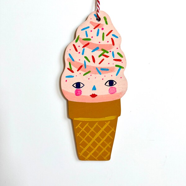 Ice Cream /Holiday Ornament/ Hand Painted