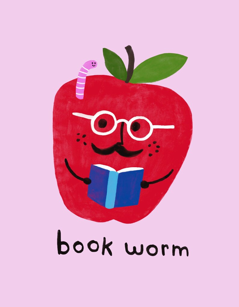 Art Print, Wall art, Apple, Book Worm by Colin Walsh image 1