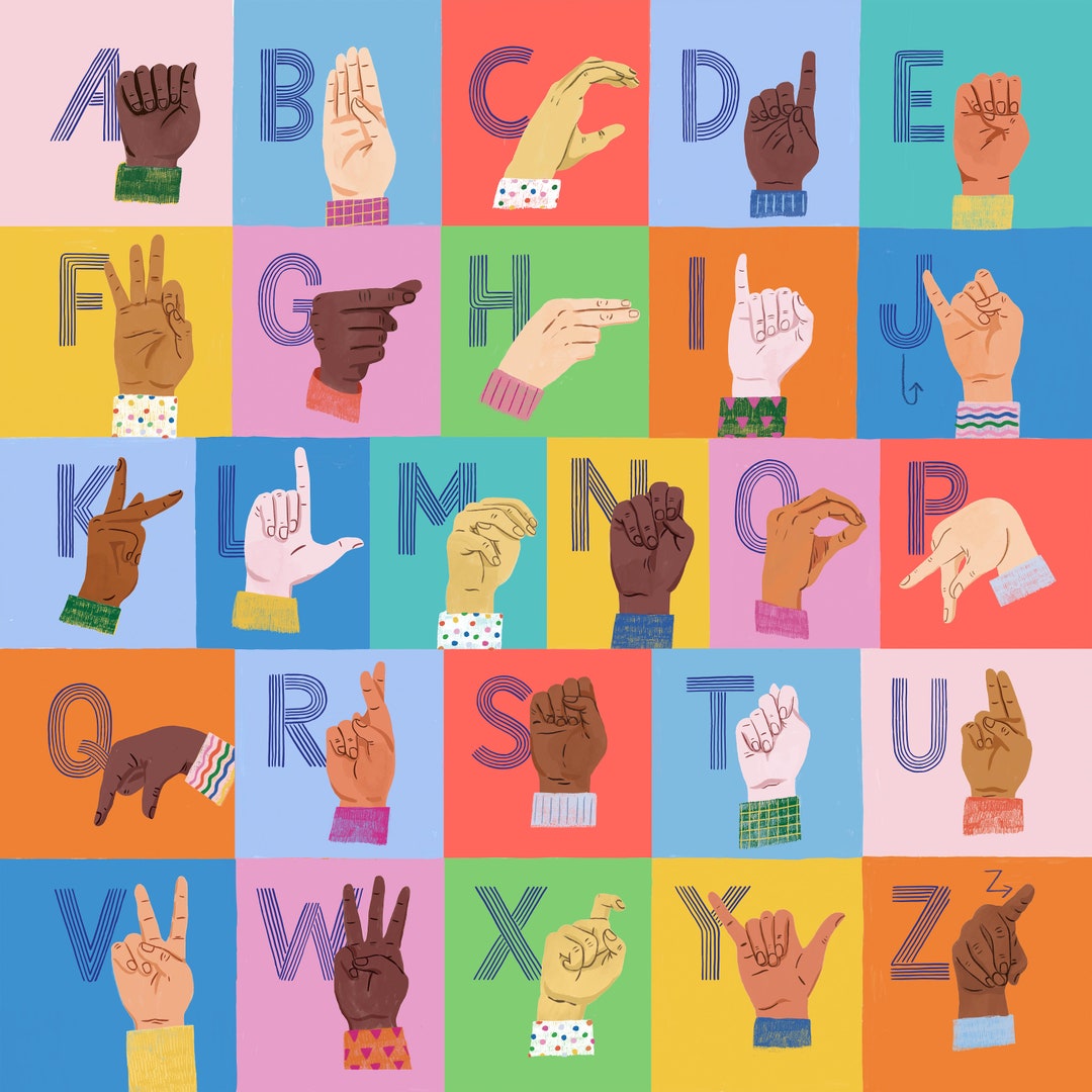 American Sign Language Poster 18 X 18 - Etsy