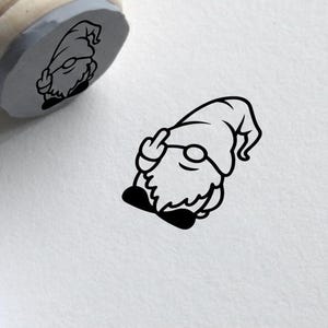 Gnome Middle Finger Stamp. Gnome ink stamp giving the middle finger. Santa Claus gnome finger stamp. Stamp for books