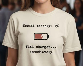 Camiseta Social Battery: Divertida camiseta de colores cómodos para introvertidos con TDAH