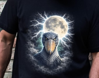 Vintage Shoebill Bird Comfort Colors Shirt, Retro Wildlife Graphic Tee, Moon Animal Shirt