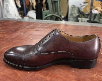 Custom Goodyear-Welt Leather Patina Oxford Shoes