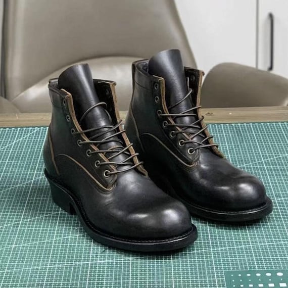 Handmade Goodyear Welt Chromexcel Work Boots 7-Hole Upturned Toe Low-Top Retro Boots