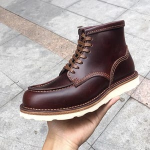 Handmade Goodyear Work Boots Leather First Layer Cowhide Mid High Boots Custom Color