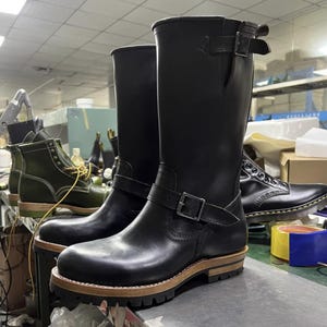 Handgemaakte Goodyear lederen motorlaarzen retro engineer casual laarzen