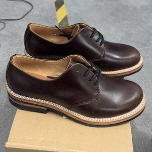Zapatos Goodyear sólidos hechos a mano con entresuela de cuero genuino para hombre, zapatos casuales