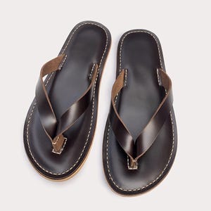 Solid Hand-sewn Genuine Leather Flip-Flops Indoor and Outdoor Sandals
