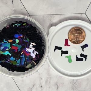 HOLOGRAPHISCHE FORM GLITTER 1/2, 1 oder 2oz Autismus Puzzle-Blaue Ringe / Blasen-Farbverschiebendes Einhorn-Pink Bänder-Bäume-Fledermaus Signal-Cowboy Boot