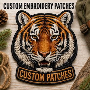 Custom Embroidered Patch, Personalized Animal Patch with Name, Iron On or Hook and Loop for Jacket, Hat