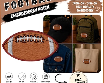 Football Patch Iron On, Embroidered Football Patch, Sports Patch for Jacket Hat Bag, Sew On Football Applique, Football Gift