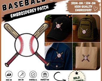 Baseball Bats Patch Iron On, Crossed Bats Embroidered Patch, Sports Patch for Jacket Hat Bag, Sew On Baseball Applique, Baseball Gift
