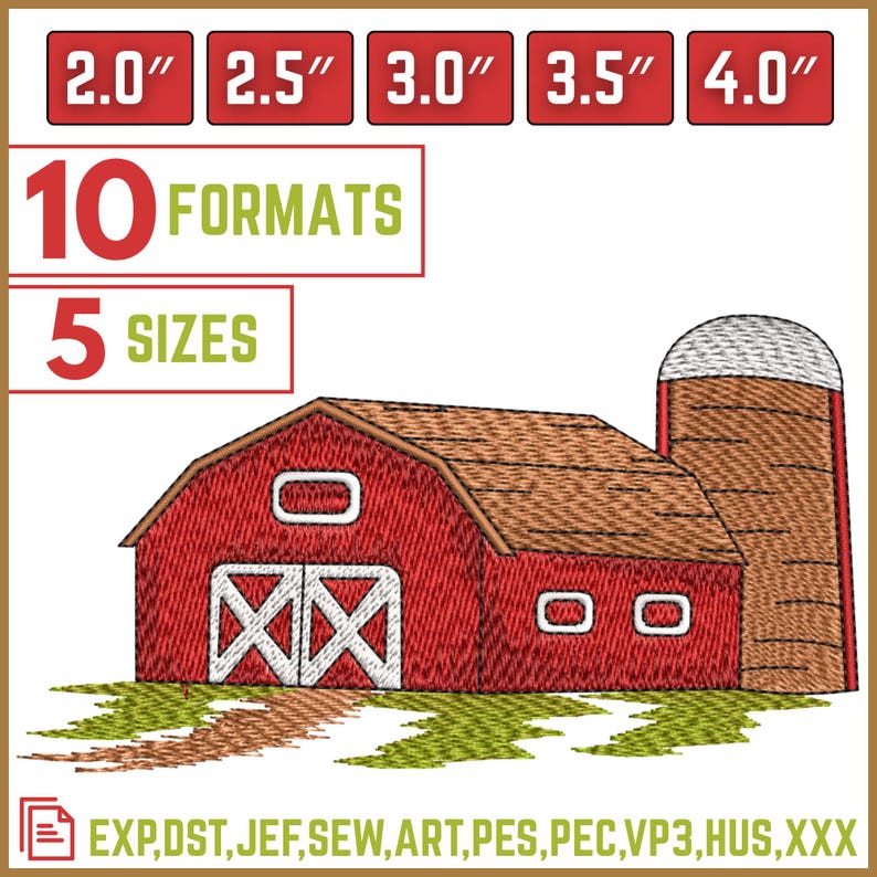 Barn Embroidery Design | Farmhouse Machine Embroidery File | Instant ...