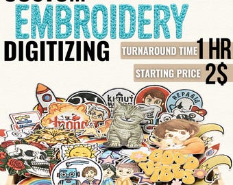 Custom Embroidery Digitizing Service, Logo, Image