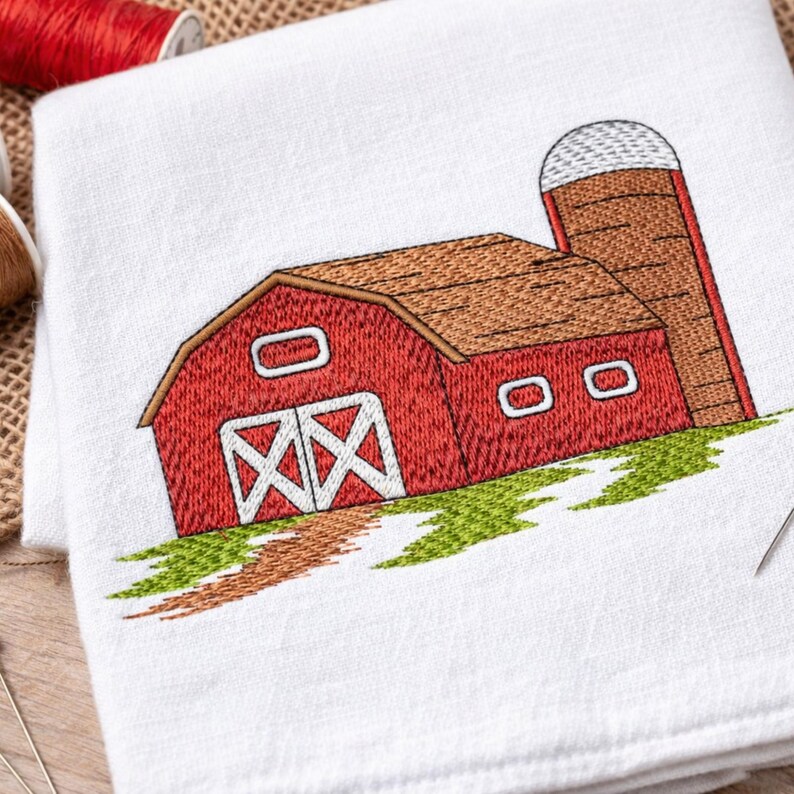 Barn Embroidery Design | Farmhouse Machine Embroidery File | Instant ...