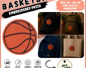 Basketball Patch Iron On, Embroidered Basketball Patch, Sports Patch for Jacket Hat Bag, Sew On Basketball Applique, Basketball Gif