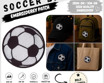 Soccer Ball Patch Iron On, Embroidered Soccer Patch, Sports Patch for Jacket Hat Bag, Sew On Football Applique, Soccer Gift