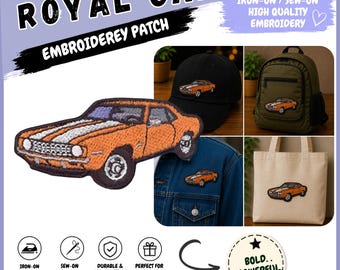 Classic Muscle Car Patch Embroidered, Iron On Sew On Vintage Car Patch for Jacket Hat Bag Backpack, Retro Car Lover Gift 70s Custom Applique