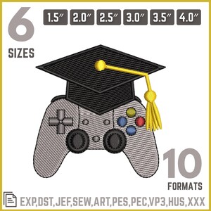 Graduation Gamer Embroidery Design, Gamer Graduate Embroidery File, Video Game Controller Graduation Cap, Gaming Graduation Embroidery