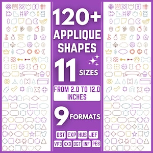 Multi Shapes Applique Designs | 120+ Embroidery Files (Digital Download)