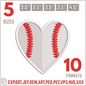Baseball Heart Embroidery Design, Baseball Love Applique Embroidery File, Sports Heart Patch, Softball Heart Embroidery  Instant Download