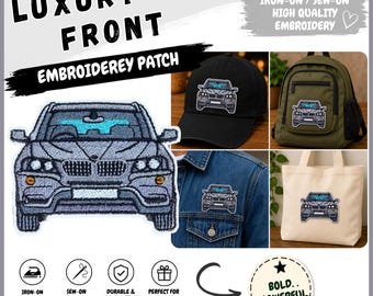 Luxury SUV Front Patch Embroidered Iron On, Car Patch for Jacket Hat Bag Backpack, Sew On Car Lover Gift, Custom Vehicle Applique
