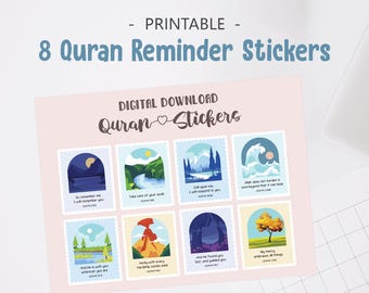 Islamic Stickers | Quran Reminders, Journal Printable (PNG + PDF) | Muslim Stationary