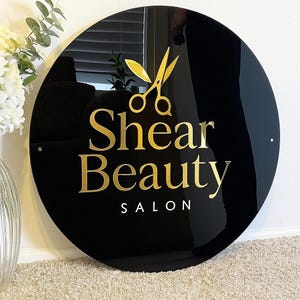 Acrylic Business Logo Sign,3D Round Logo Sign, Acrylic Door Sign, Salon Décor Sign, Frosted Acrylic Sign, Acrylic Office Sign,