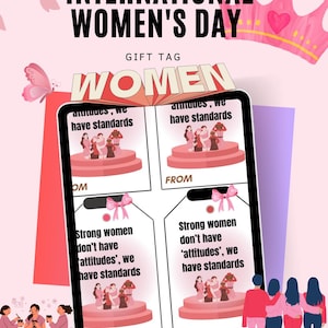 International women's day, Inspirational Women, women's day gift tag,Custom Women's Day Tag,Editable Women's Day Gift