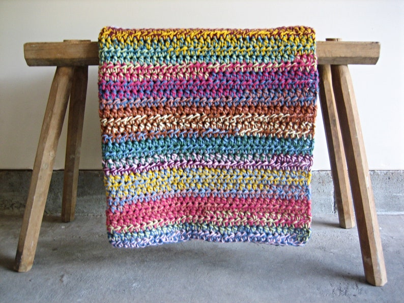 Colorful Crochet Scrap Yarn Afghan