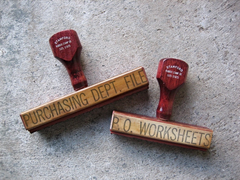 Vintage Office Rubber Stamps Etsy