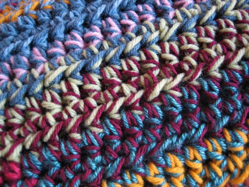Colorful Crochet Scrap Yarn Afghan