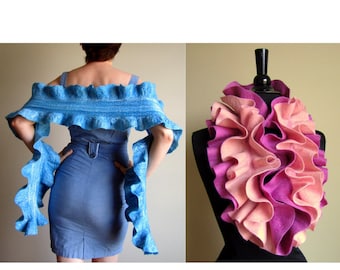 PDF Felting Tutorials. Bundled Ruffle Scarf and Double Ruffle Scarf