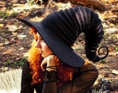 Halloween Fantasy Black Witch Hat. Costume Hat. Wizard Hat. Fantasy Hat. Cosplay Hat. LARP.