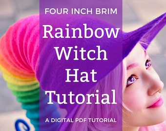 Nieuw bijgewerkte Rainbow Witch Hat-tutorial! PDF-vilten-tutorial. Gevilte heksenhoed