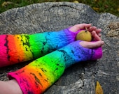 Rainbow Fingerless Gloves. Felted Arm Warmers. Handmade Merino Wool Fingerless Mittens.